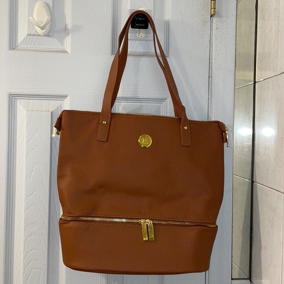 Joy Mangano Bags Joy Mangano Cognac Tote Bag Poshmark